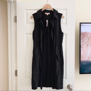 Philosophy long black lyocell trench vest